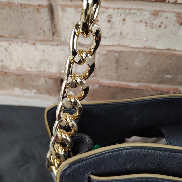 Michael Kors Navy Satchel with Gold Hardware